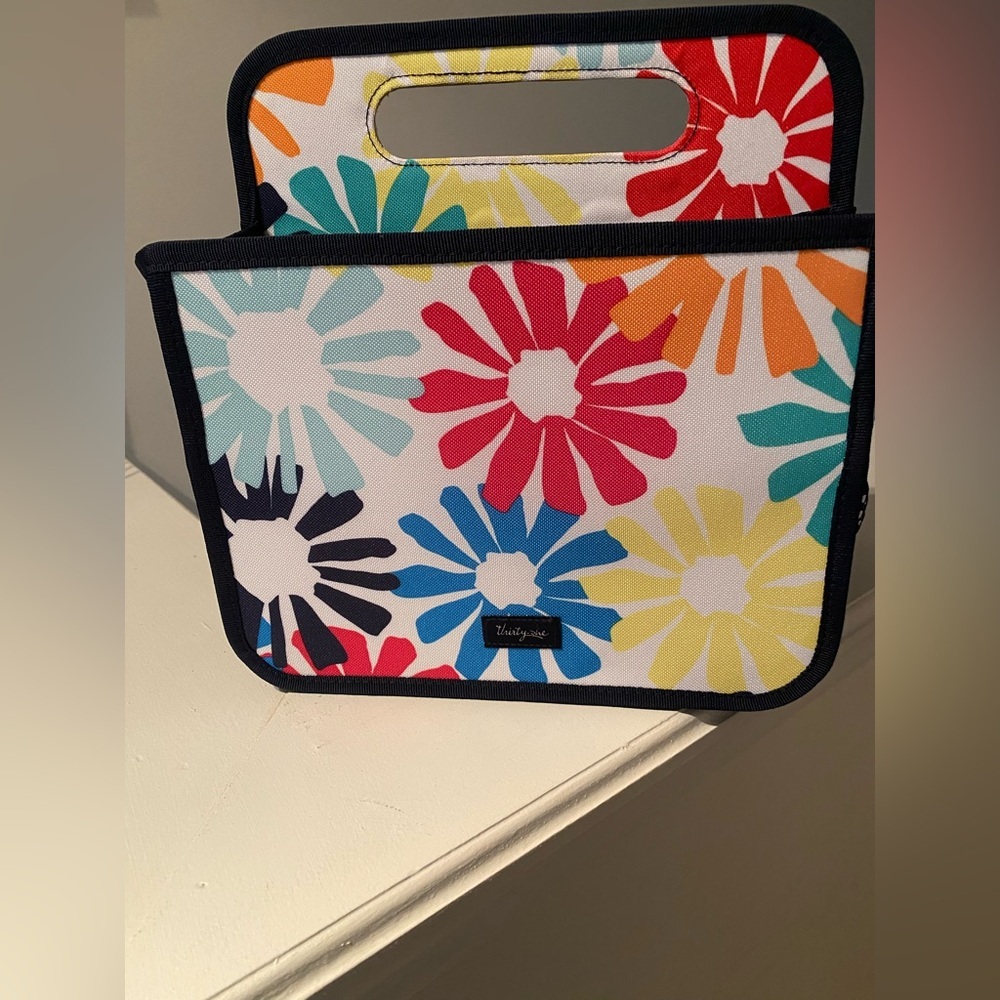 Thirty-One Blue and Pink Floral Tote  Storage Bag Handle